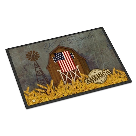 Carolines Treasures 24 x 36 in. Patriotic Barn Land of America Indoor or Outdoor Mat CA70649